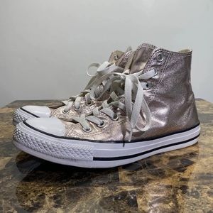 Converse All Star Metallic Pink Rose Quartz Women Size 9 *EUC*